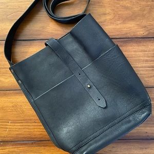 Vegan leather black satchel shoulder bag